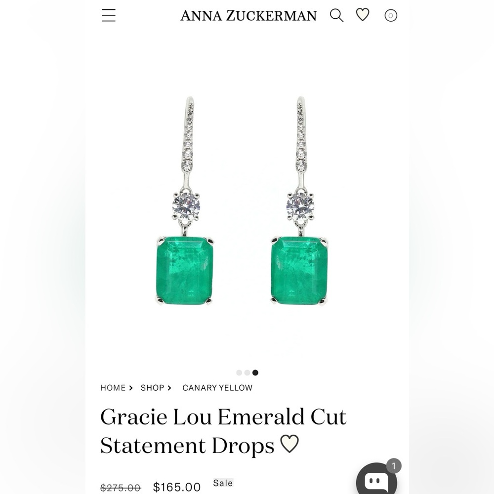 NWT & Box Anna Zuckerman Emerald Cut Statement Earrings